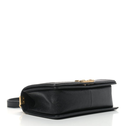 Chanel Caviar Chevron Quilted Medium Boy Flap Black 4 of 9