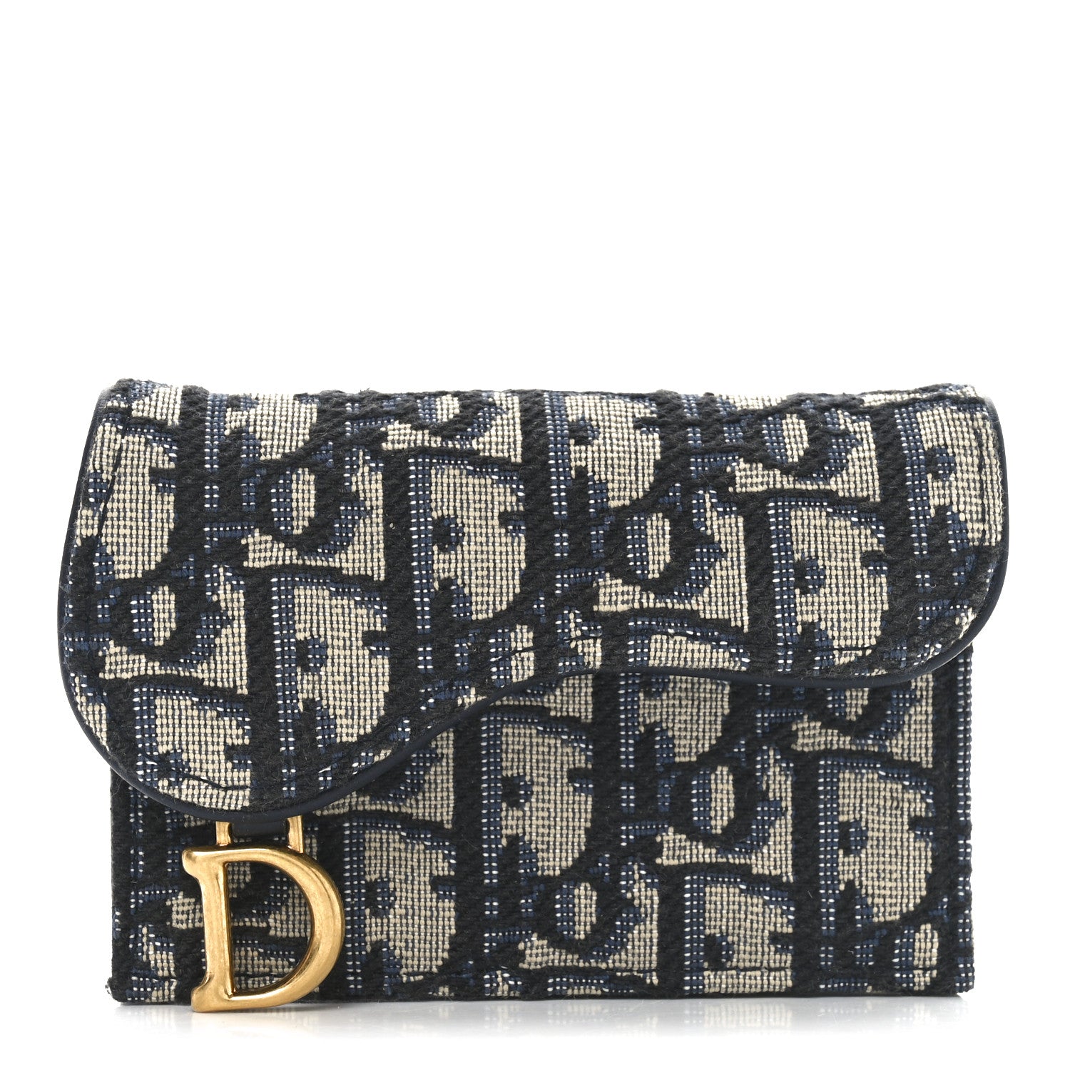 Christian Dior Oblique Saddle Card Holder Blue 1 of 7