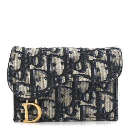 Christian Dior Oblique Saddle Card Holder Blue 1 of 7