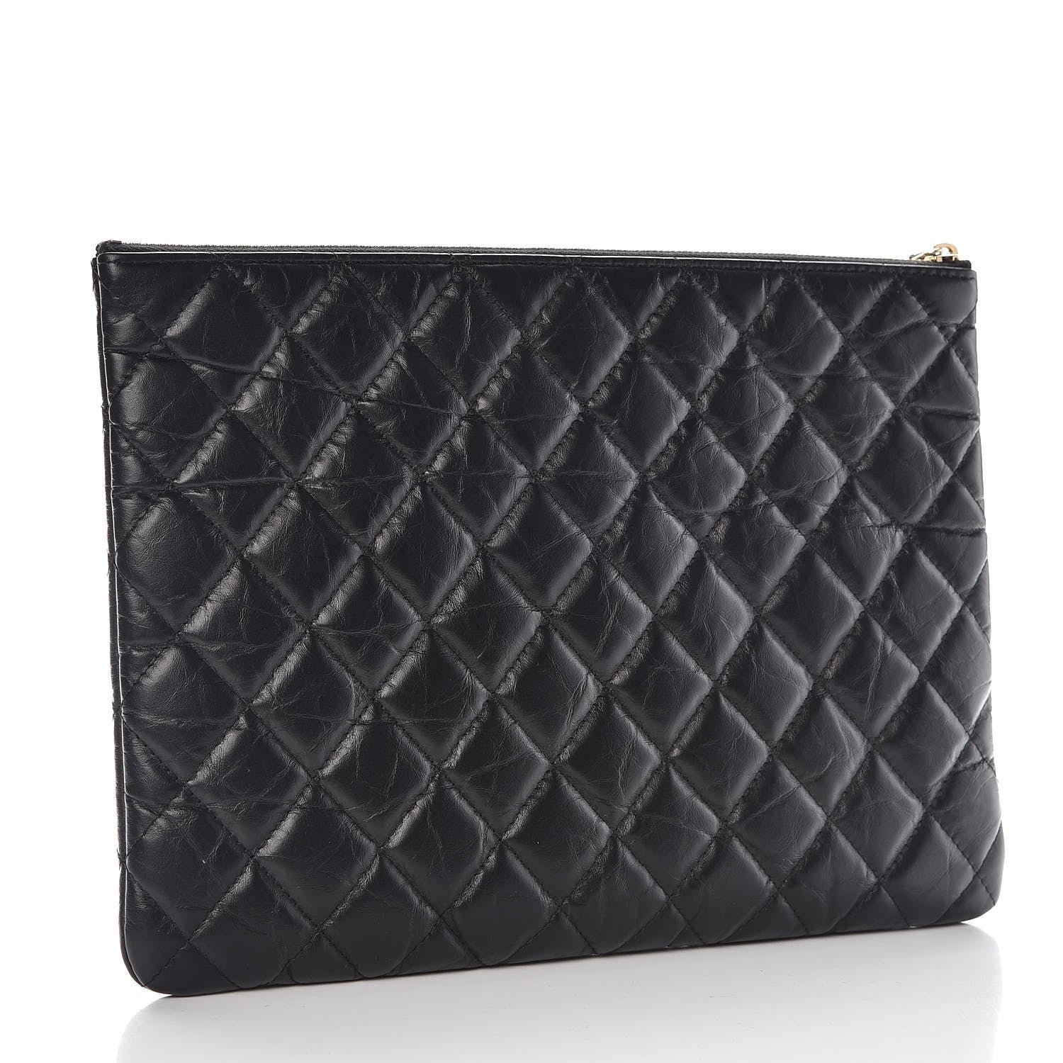 Chanel Aged Calfskin Quilted Medium Lucky Charms Cosmetic Case Black 3 of 8