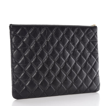 Chanel Aged Calfskin Quilted Medium Lucky Charms Cosmetic Case Black 3 of 8