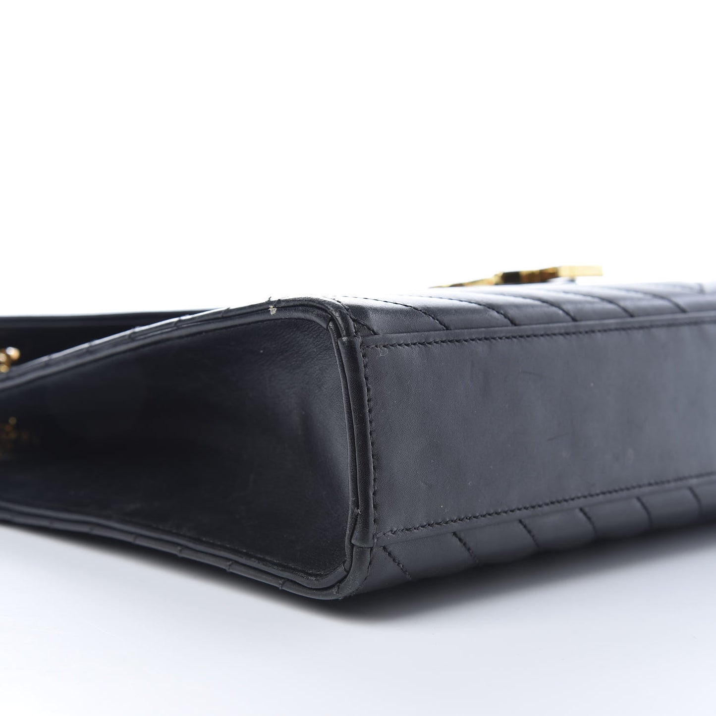 Smooth Calfskin Matelasse Chevron Large Monogram Satchel Black