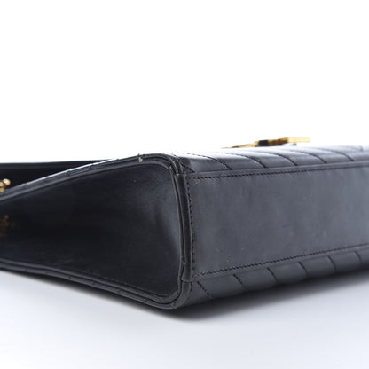 Saint Laurent Smooth Calfskin Matelasse Chevron Large Monogram Satchel Black 16 of 32