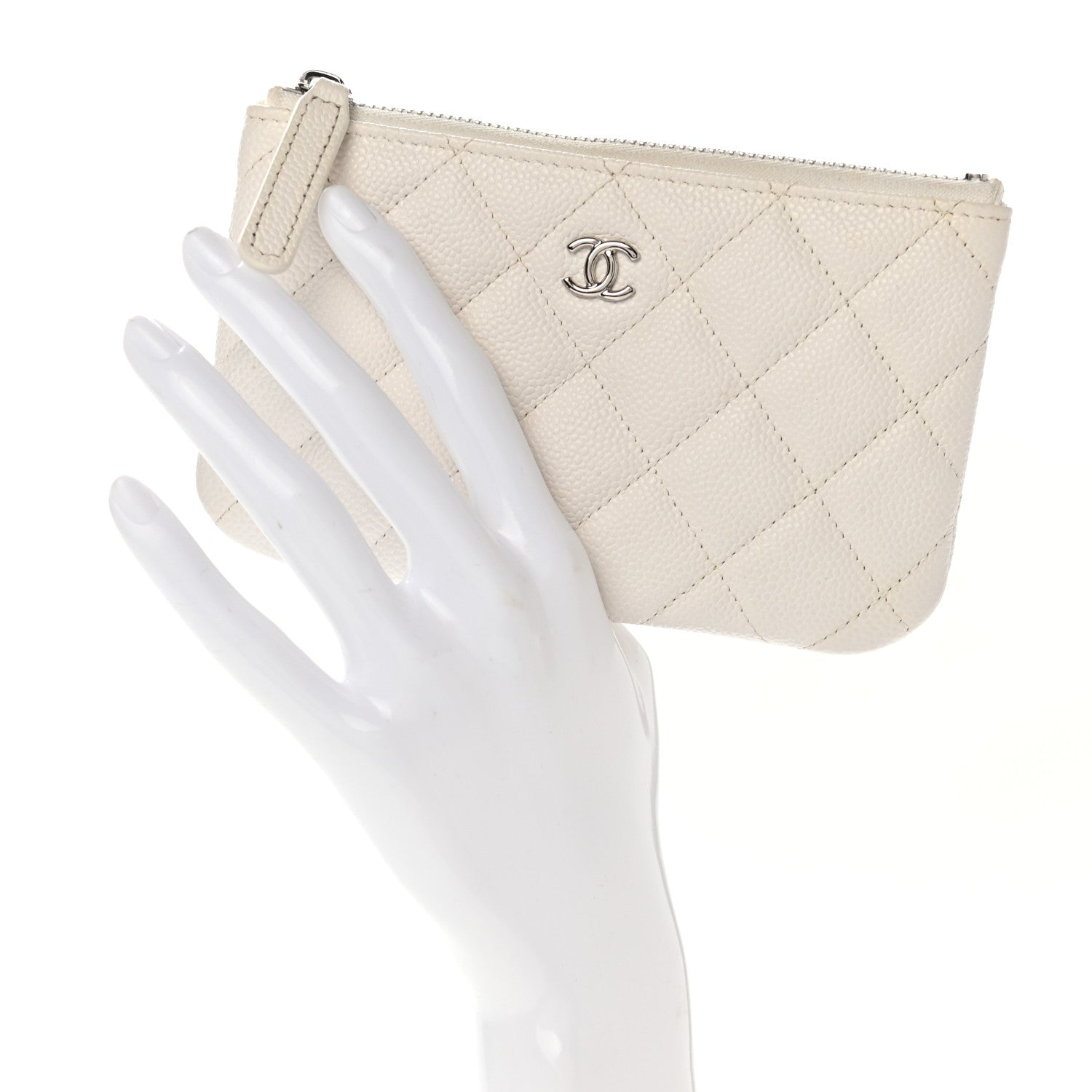 Chanel Caviar Quilted Small Cosmetic Case White 2 of 7