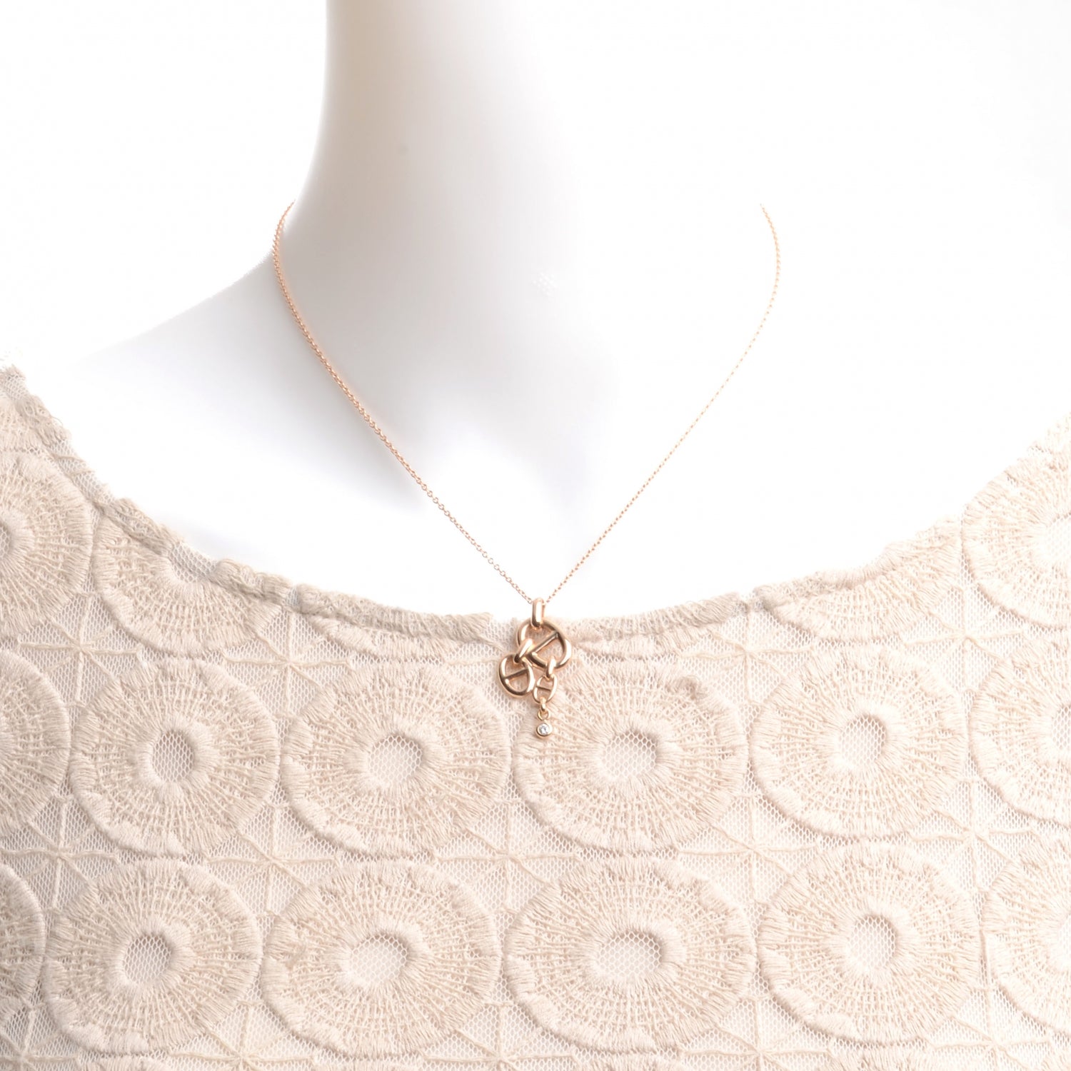 Hermes 18K Rose Gold and Diamond Chaine D Ancre Enchainee Necklace MM 2 of 5