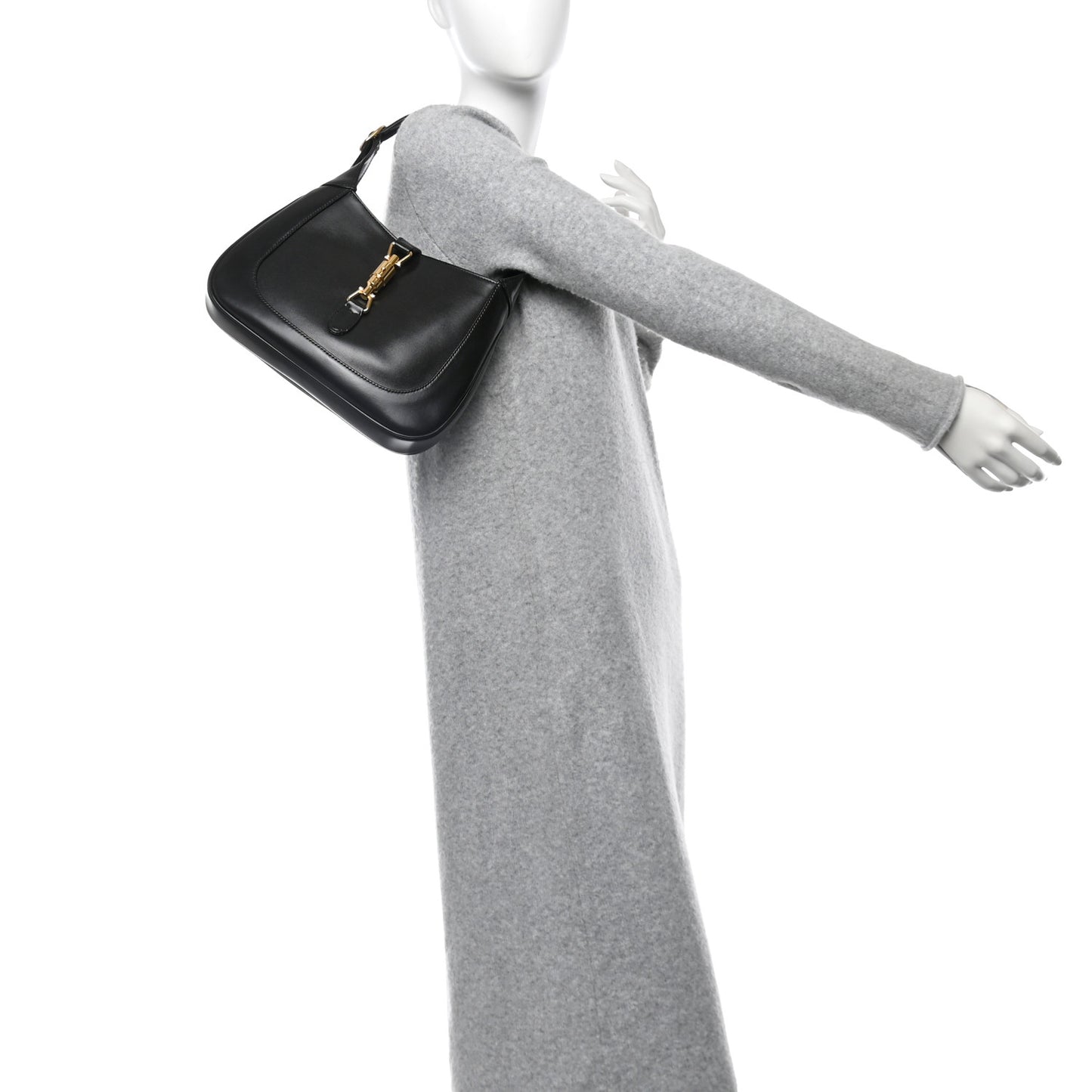 Boarded Dyana Lux Calfskin Small Jackie 1961 Hobo Black