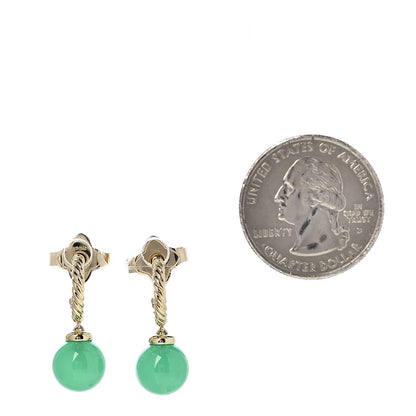 David Yurman 18K Yellow Gold Chrysoprase 9mm Solari Hoop Earrings 2 of 5