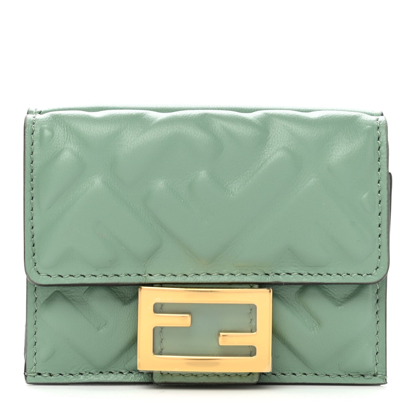 Nappa Matisse FF Embossed Micro Tri-Fold Wallet Menta