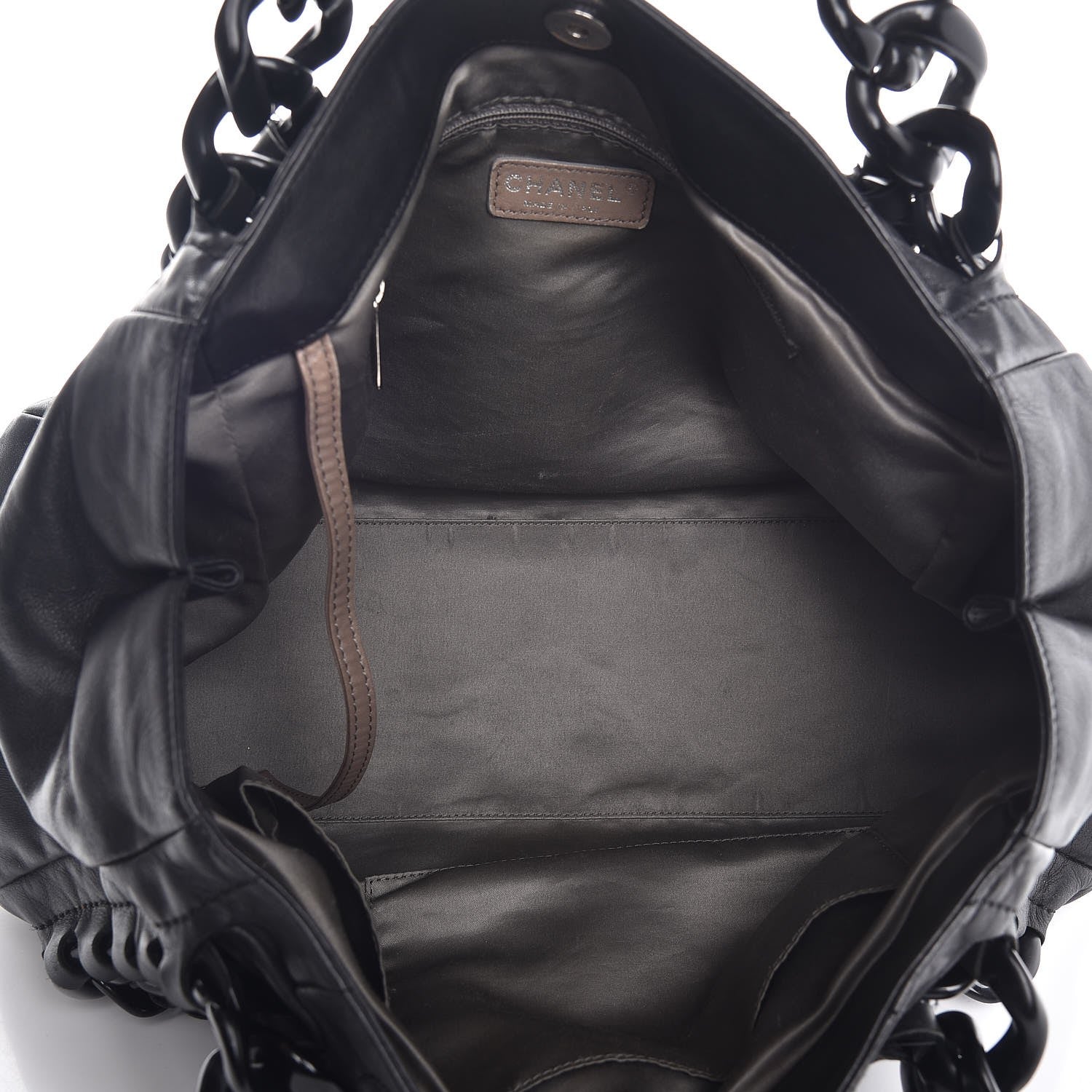 Chanel Calfskin Modern Chain Rhodoid East West Tote Black 5 of 13
