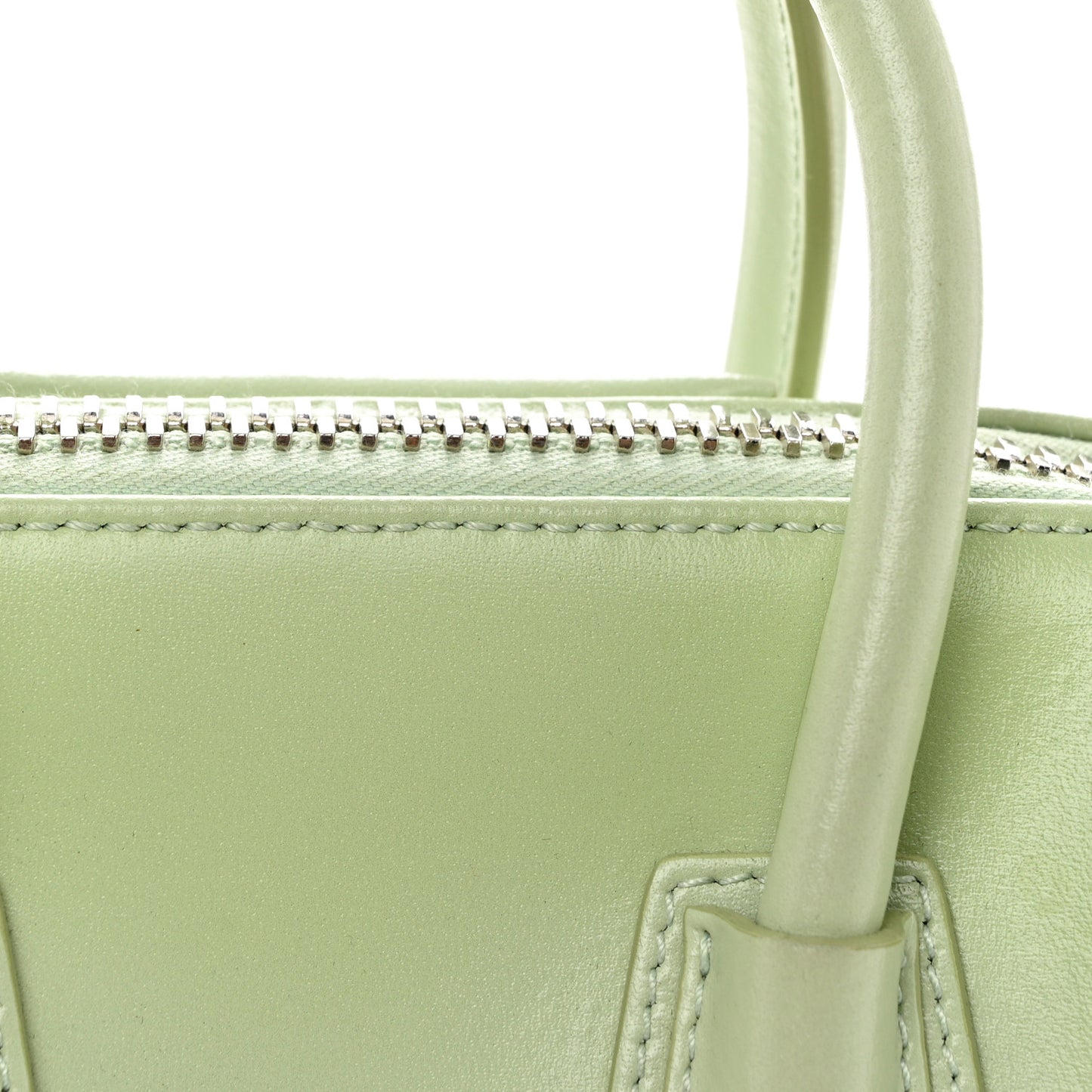 Shiny Lord Calfskin Mini Antigona Aqua Green