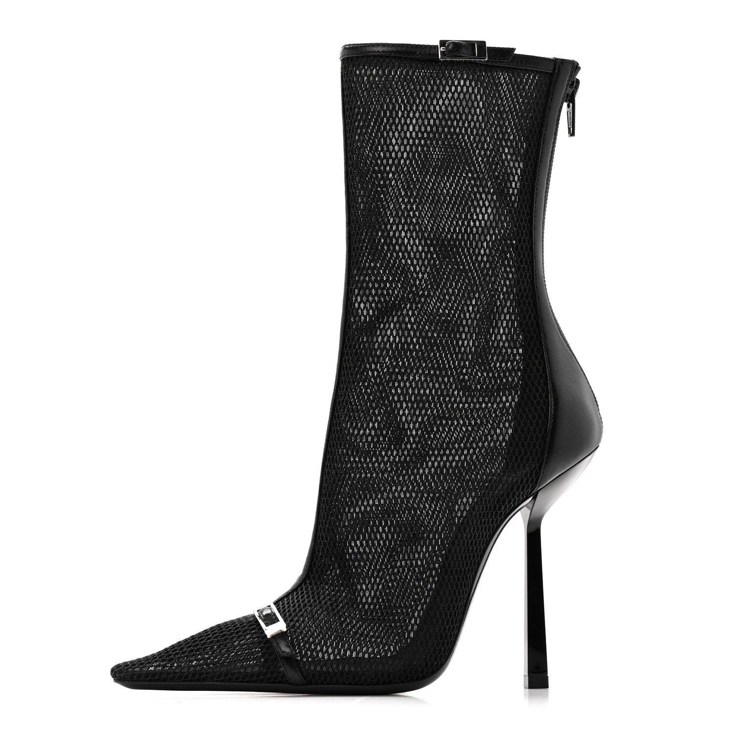 Saint Laurent Elba Applique Tulle Aston 115 Boots 35.5 Black 1 of 10