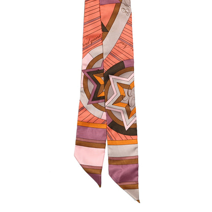 Hermes Silk La Rose Des Vents Twilly Camel Saumon Violine 2 of 4