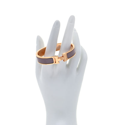 Hermes Enamel Narrow Clic Clac H Bracelet PM Marron Glace 2 of 8