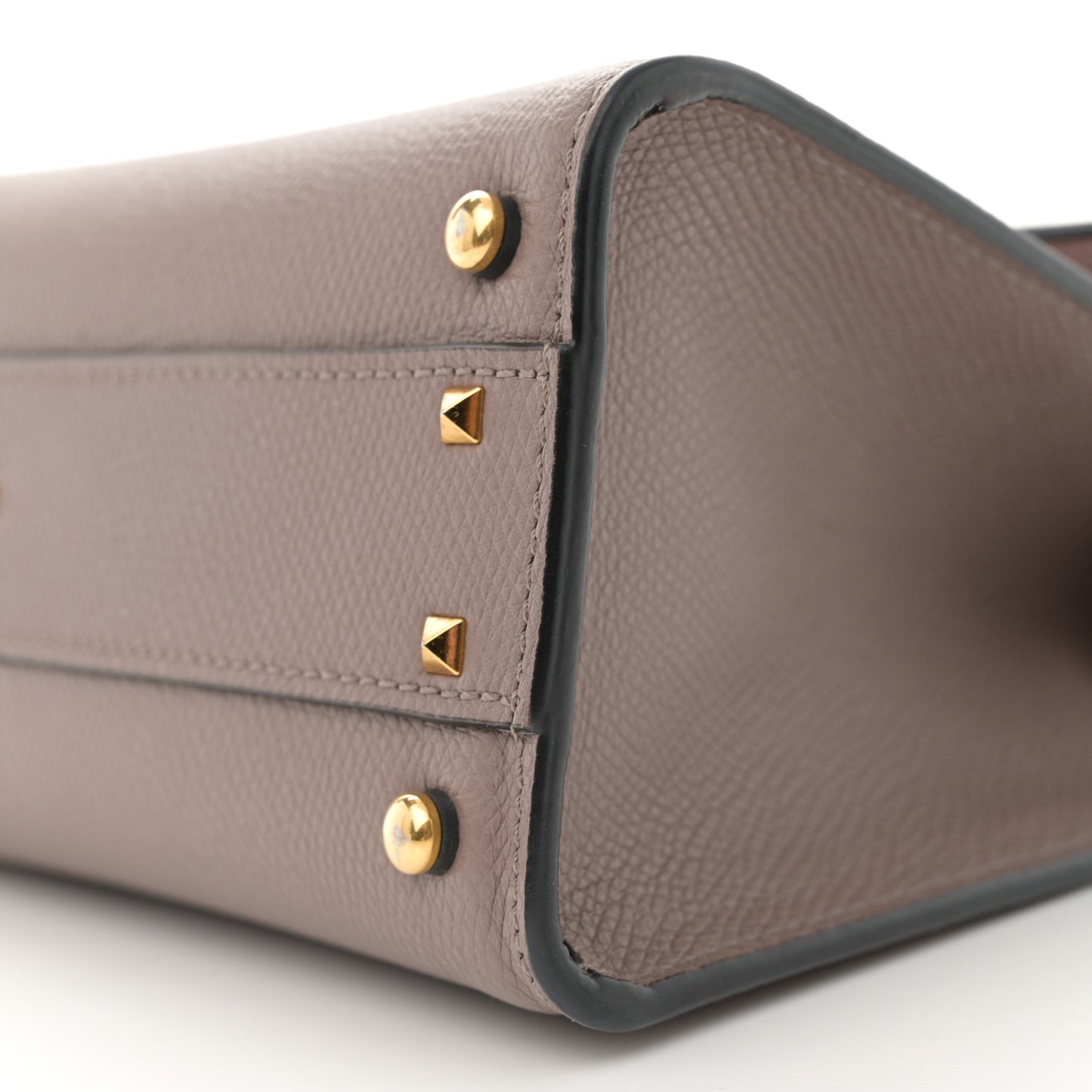 Grainy Calfskin Small VSling Top Handle Bag Clay