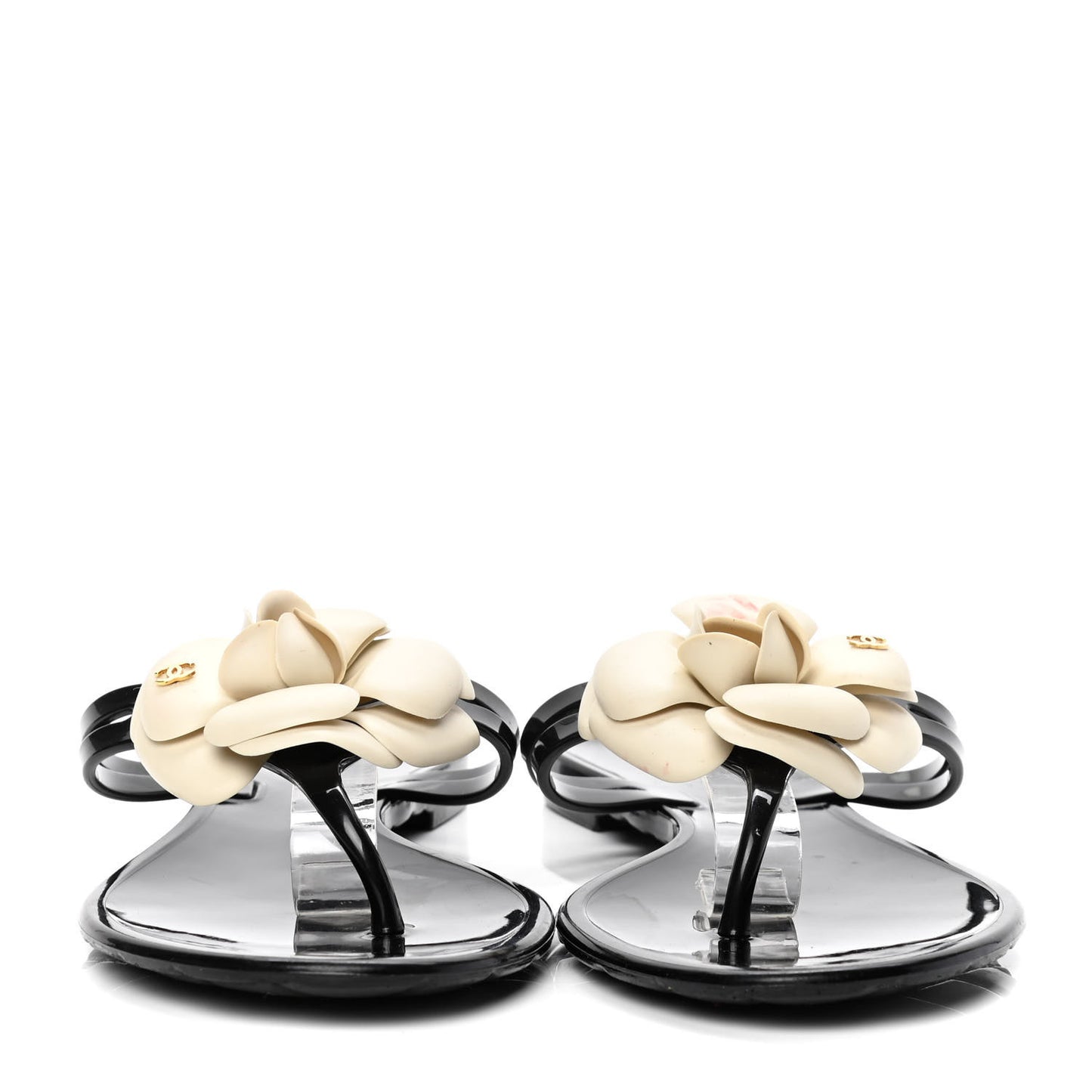 Jelly Camellia Thong Sandals 37 Black Ivory