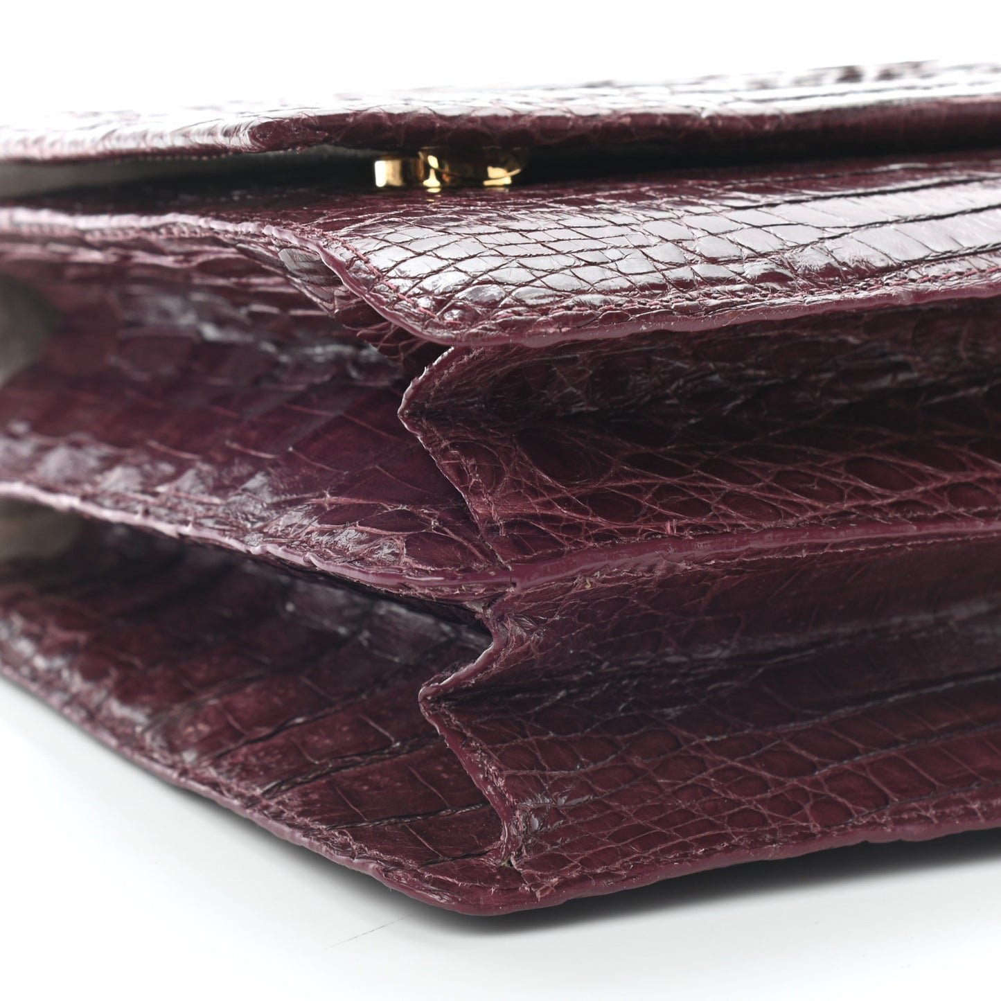 Crocodile Top Handle Satchel Burgundy