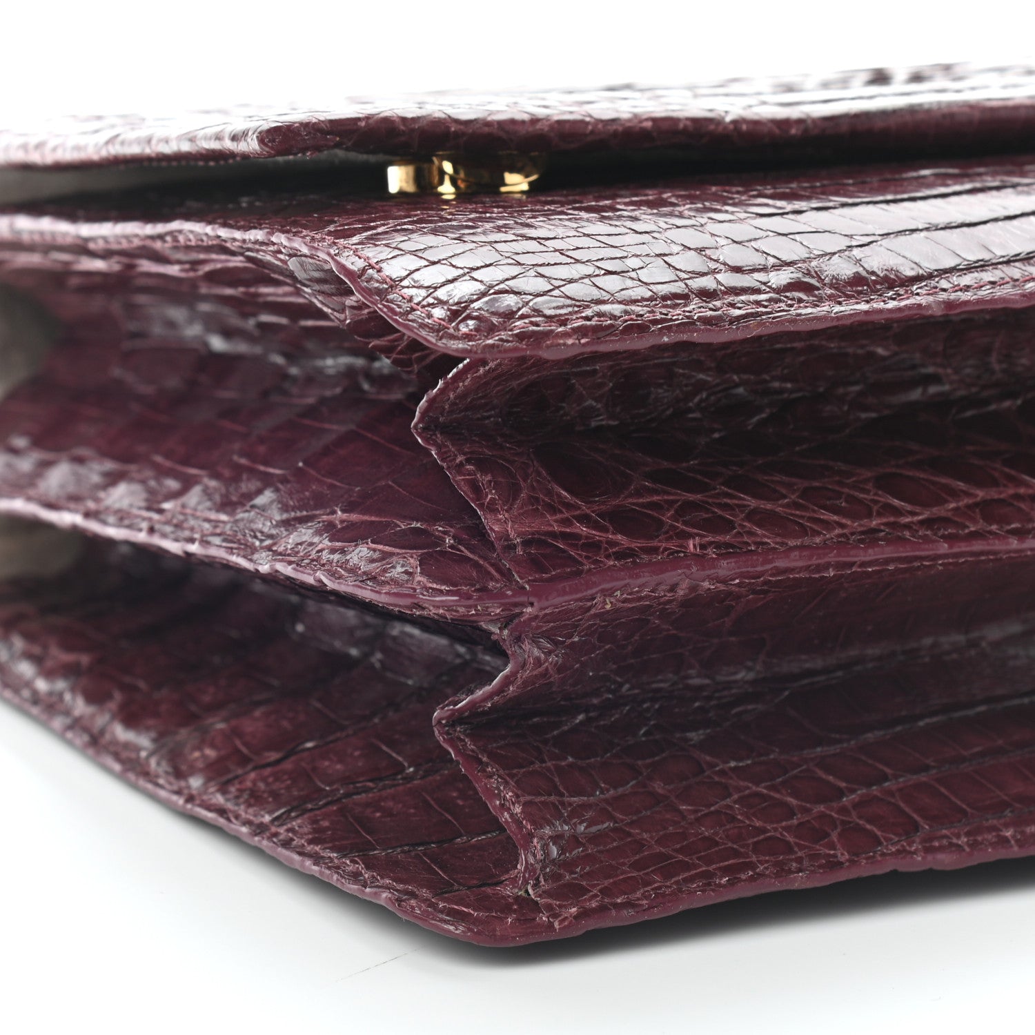 Nancy Gonzalez Crocodile Top Handle Satchel Burgundy 6 of 8