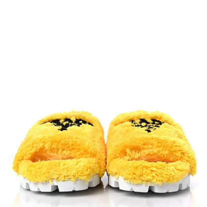 Prada Terry Cloth Logo Lug Sole 20mm Slide Sandals 41 Giallo Black 2 of 9