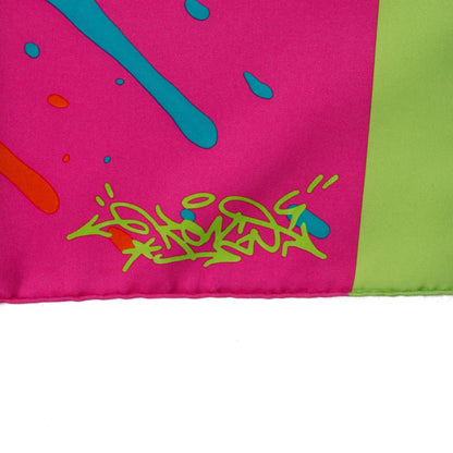 Hermes Silk Graff Graffiti Scarf 90 Rose Fluo Soleil Vert Fluo 3 of 6