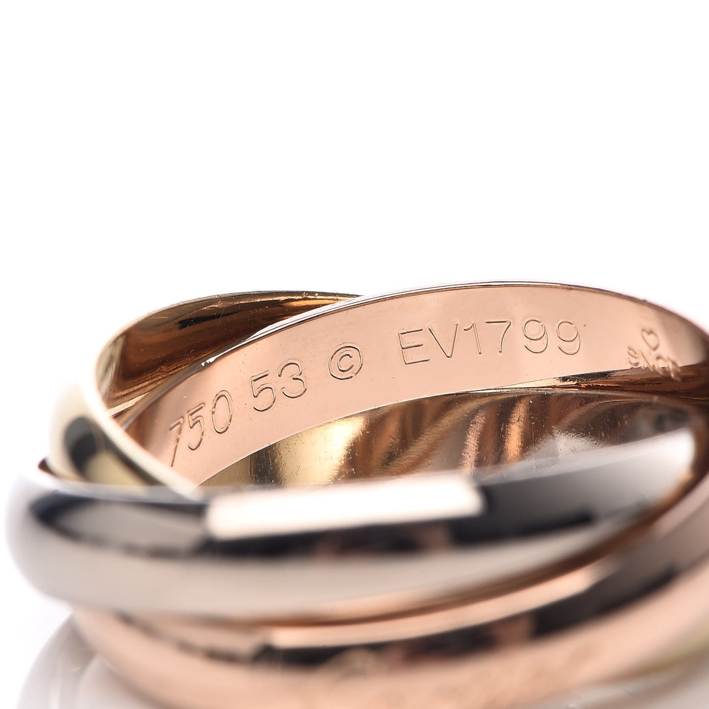 18K Pink Yellow White Gold Classic Trinity Ring 53 6.25