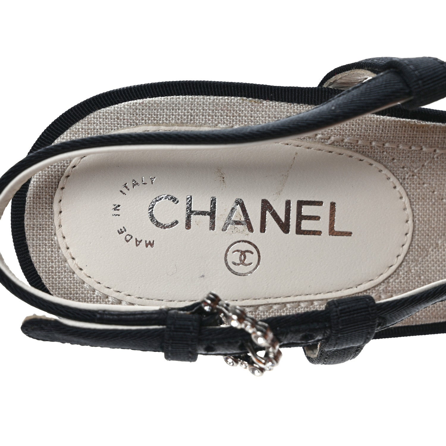 Chanel Grosgrain Crystal Bow Slingback Sandals 36.5 Black 7 of 7