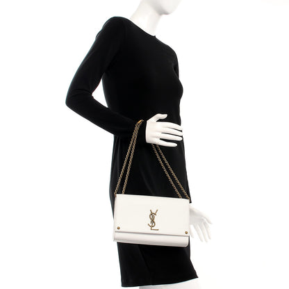 Saint Laurent Smooth Calfskin Medium Braided Monogram Kate Satchel Blanc Craie 2 of 11