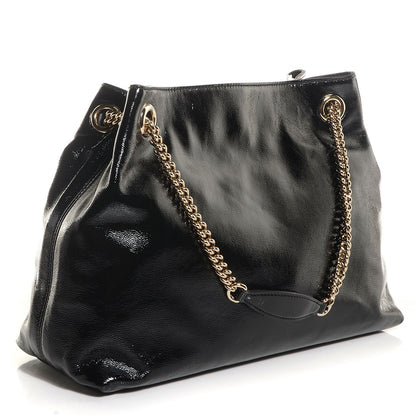 Gucci Patent Medium Soho Chain Shoulder Bag Black 3 of 9