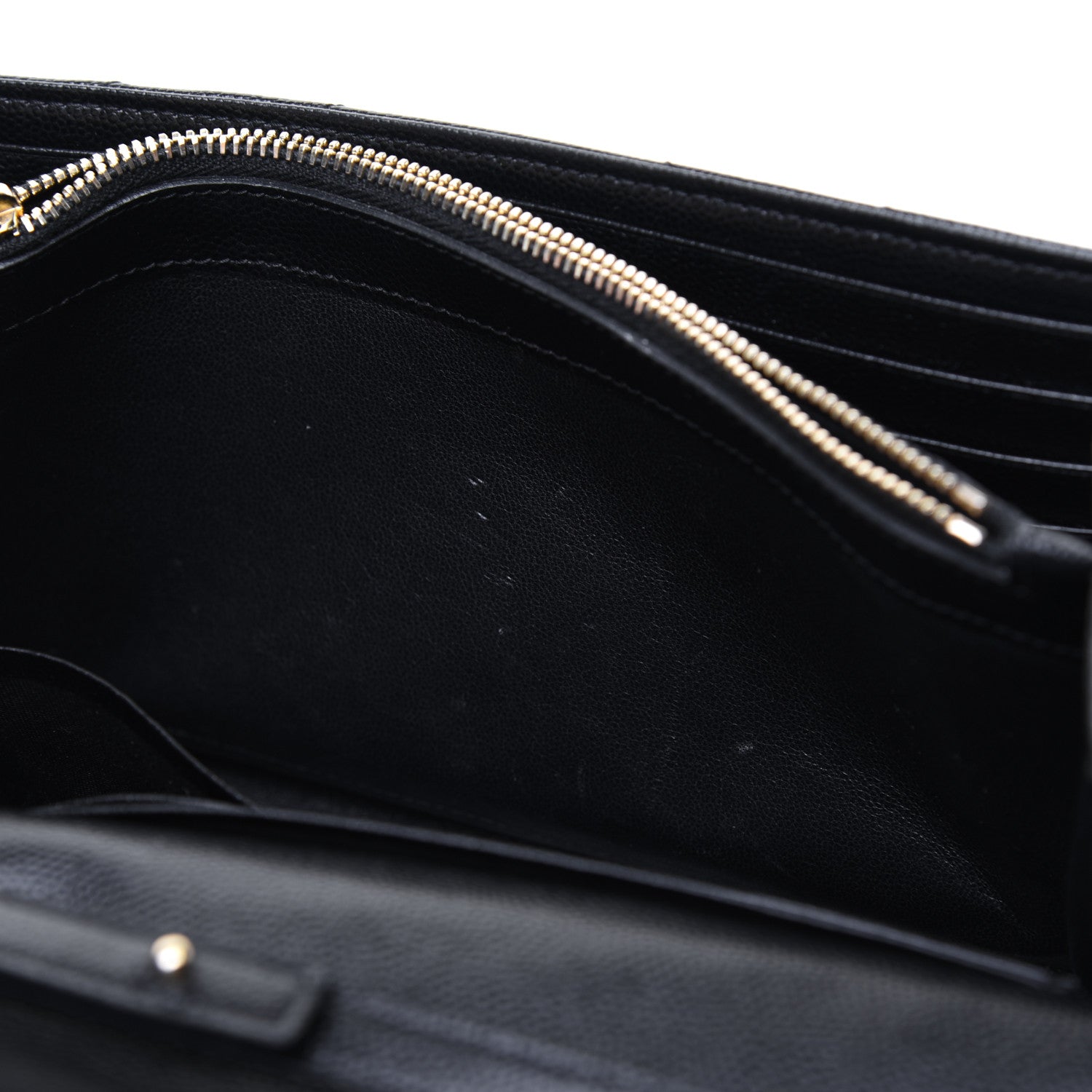 Saint Laurent Grain De Poudre Matelasse Chevron Monogram Chain Wallet Black 12 of 19