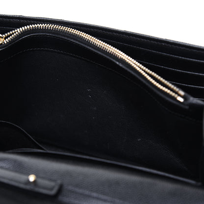 Saint Laurent Grain De Poudre Matelasse Chevron Monogram Chain Wallet Black 12 of 19