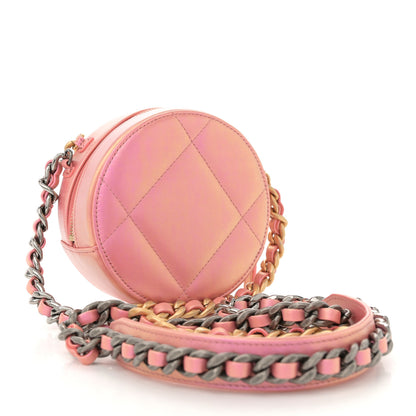 Chanel Iridescent Calfskin Quilted Chanel 19 Round Clutch With Chain Pink 3 of 10