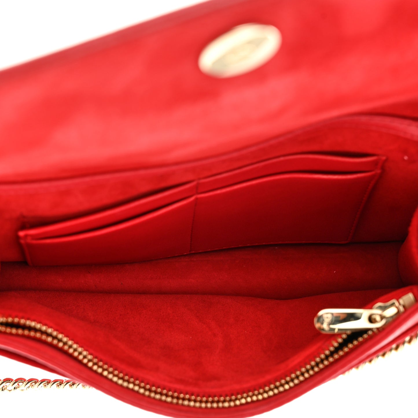 Grained Calfskin Diorama Wallet on Chain Pouch Rouge Vif