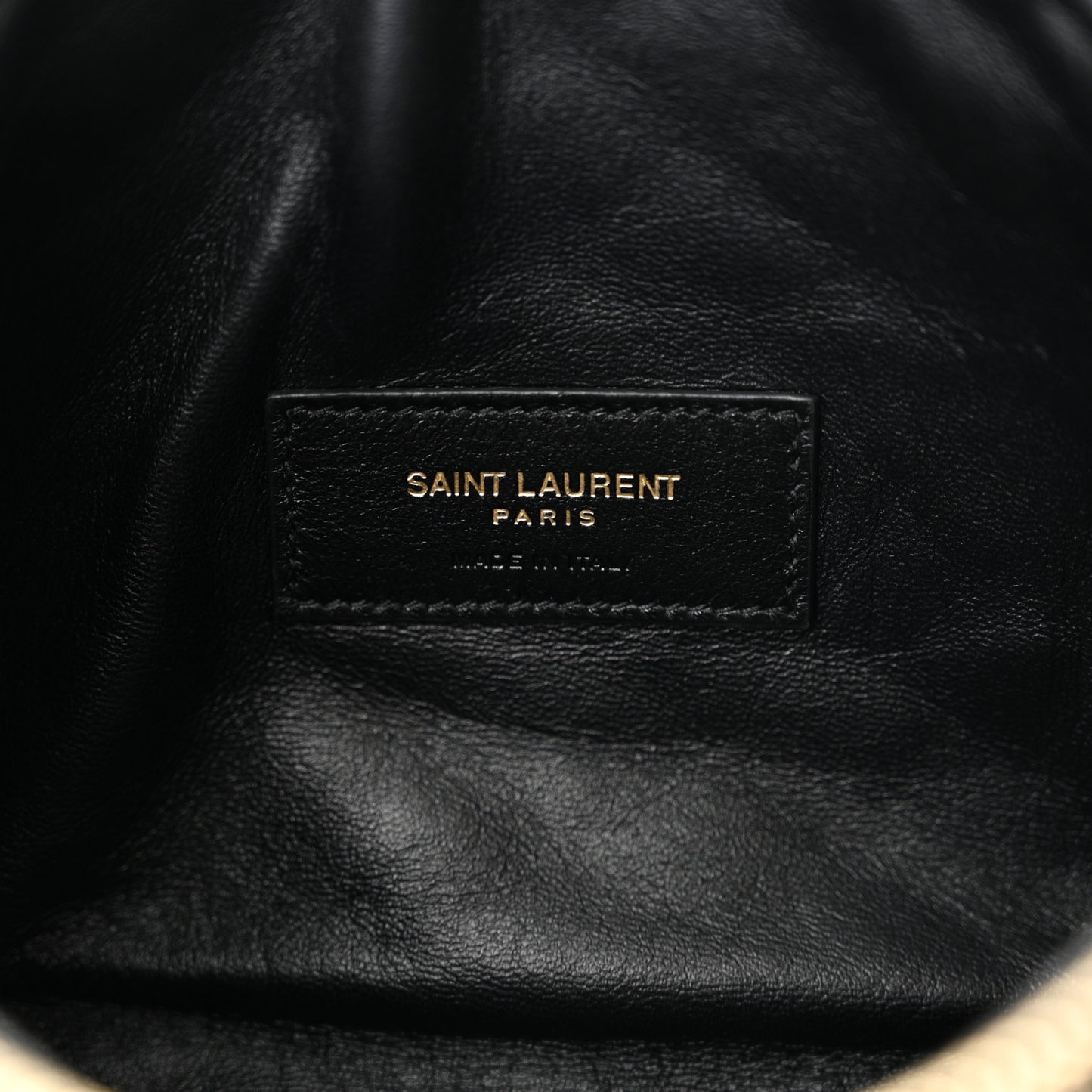 SAINT LAURENT Lambskin Quilted Gaby Zipped Pouch Black