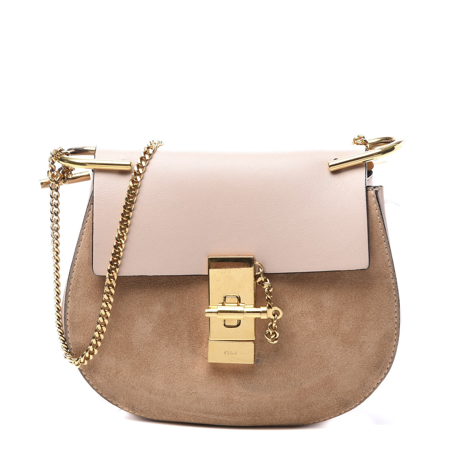 Suede Smooth Calfskin Mini Drew Shoulder Bag Cement Pink