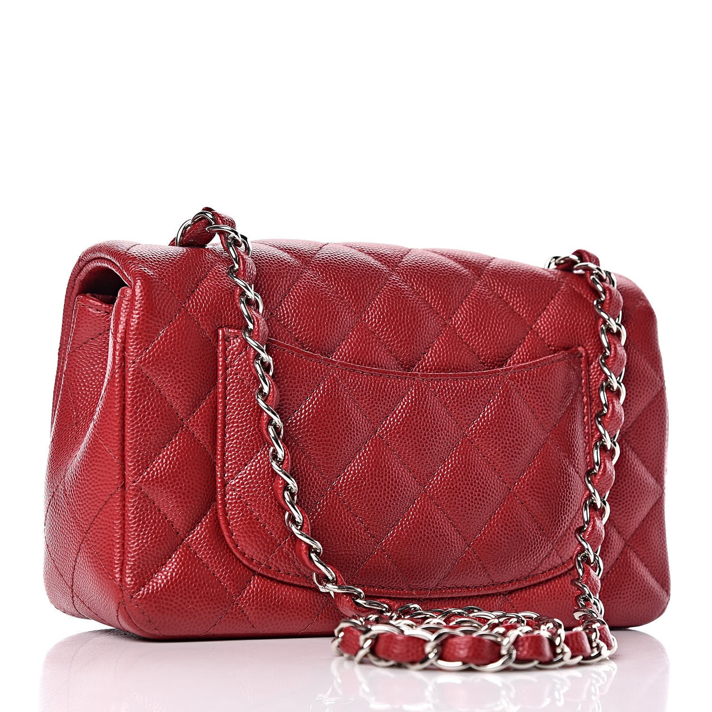 Caviar Quilted Mini Rectangular Flap Dark Red