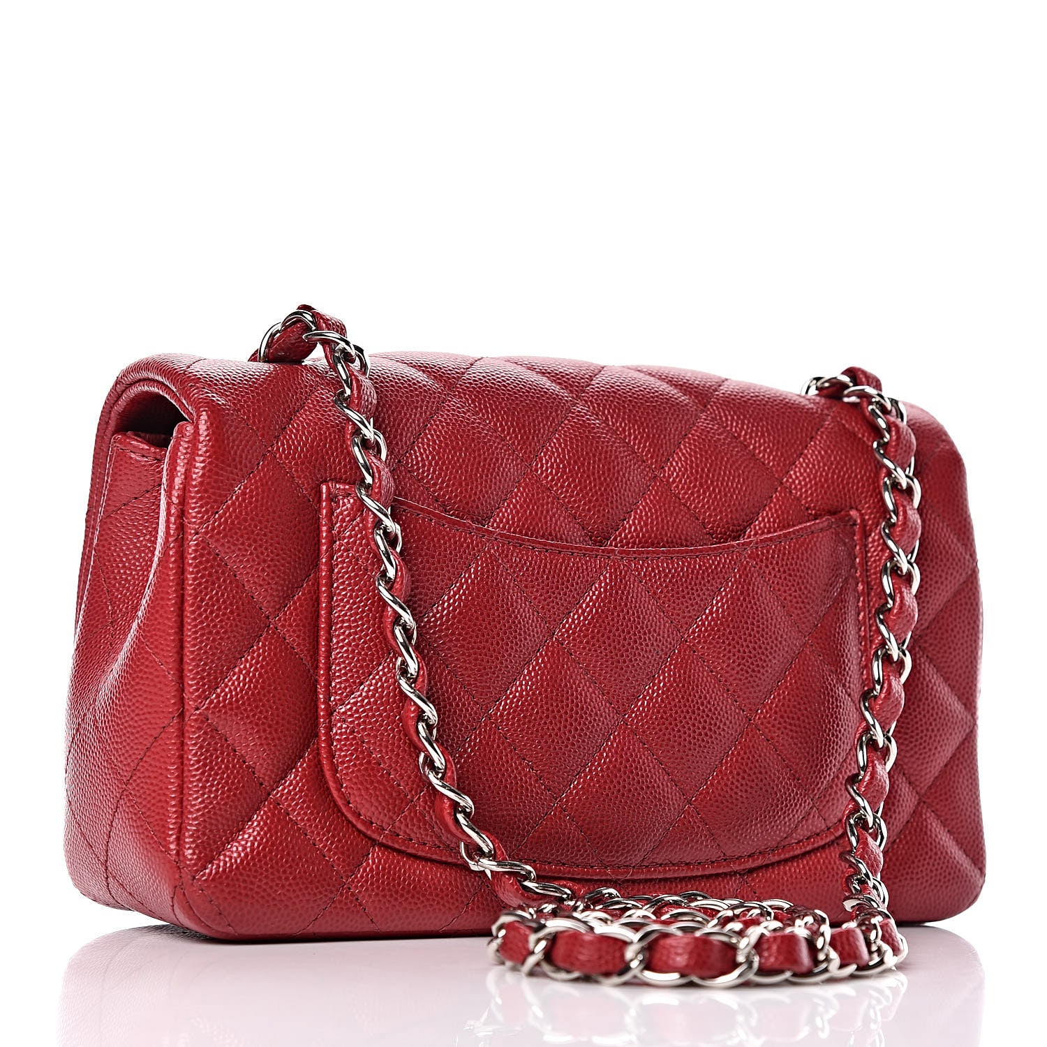 Chanel Caviar Quilted Mini Rectangular Flap Dark Red 3 of 9