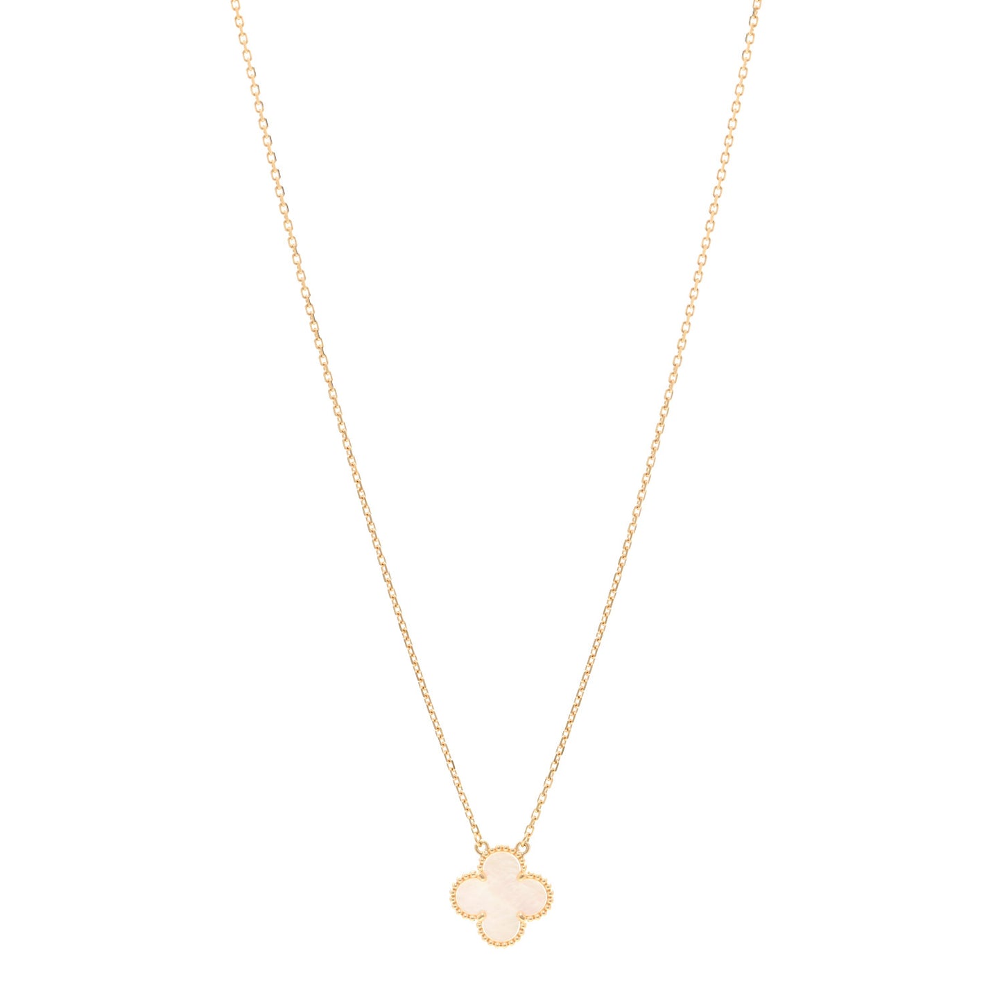 18K Yellow Gold Mother of Pearl Vintage Alhambra Pendant Necklace