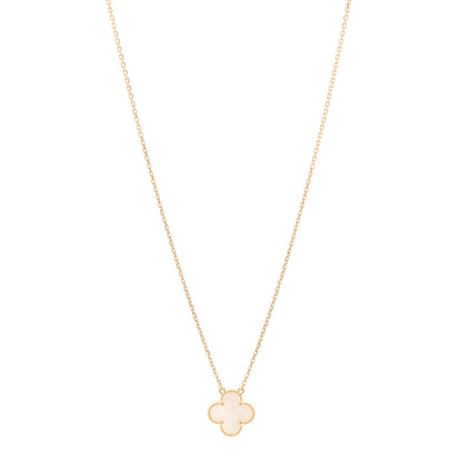 Van Cleef & Arpels 18K Yellow Gold Mother of Pearl Vintage Alhambra Pendant Necklace 1 of 6