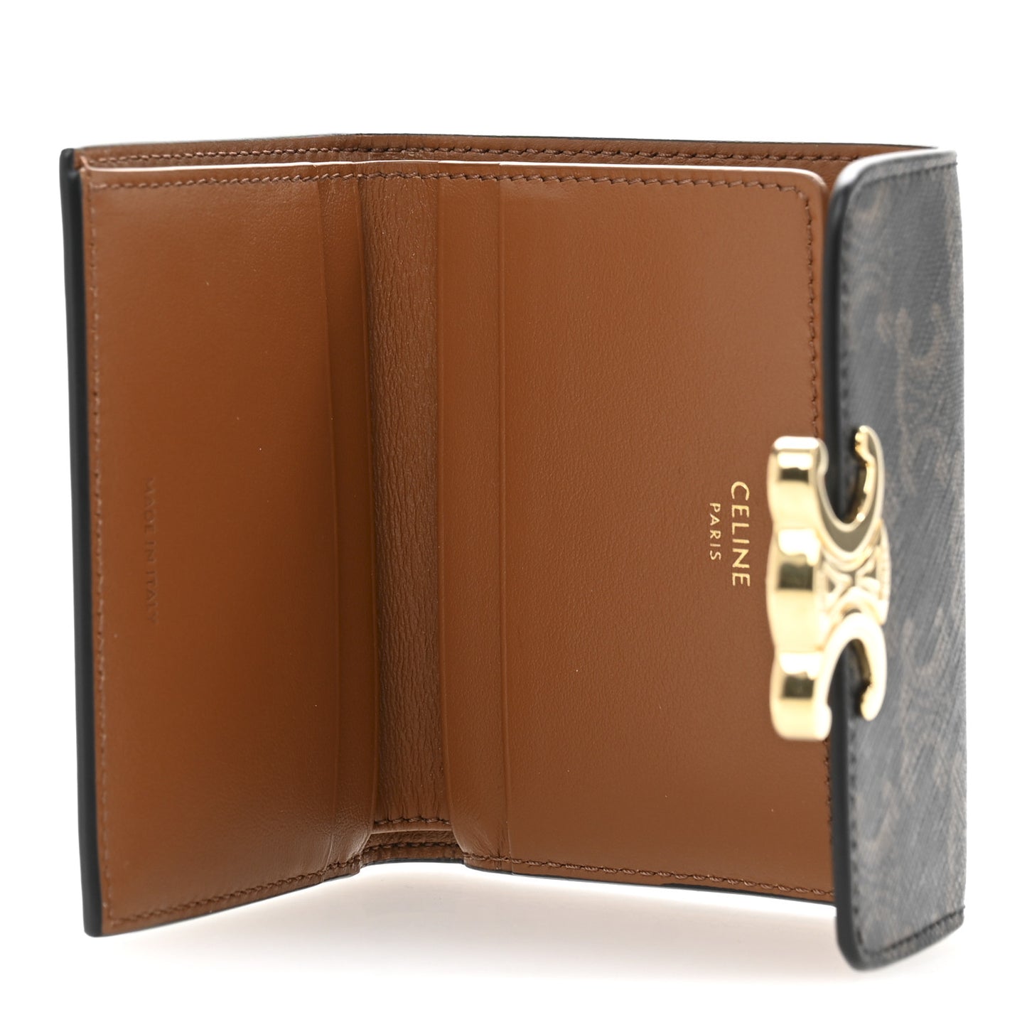 Canvas Triomphe Compact Triomphe Wallet With Coin Purse Tan