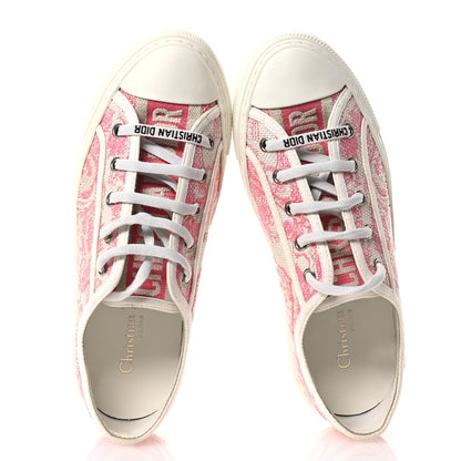 Christian Dior Canvas Toile De Jouy Embroidered Womens Walk'N'Dior Low Top Sneakers 38 Off-White Pink 2 of 9