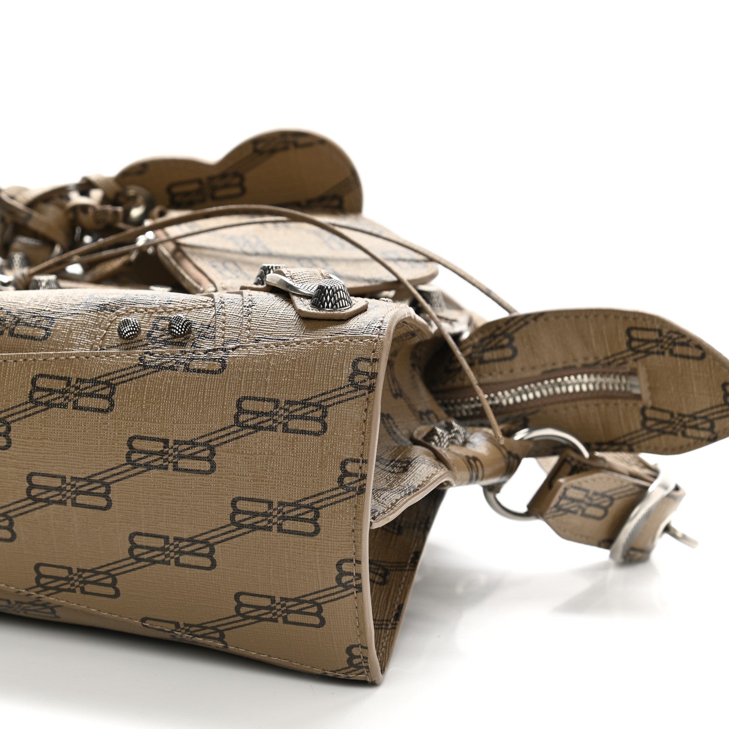 Balenciaga Coated Canvas BB Monogram Neo Cagole Handbag XS Beige Brown 10 of 10