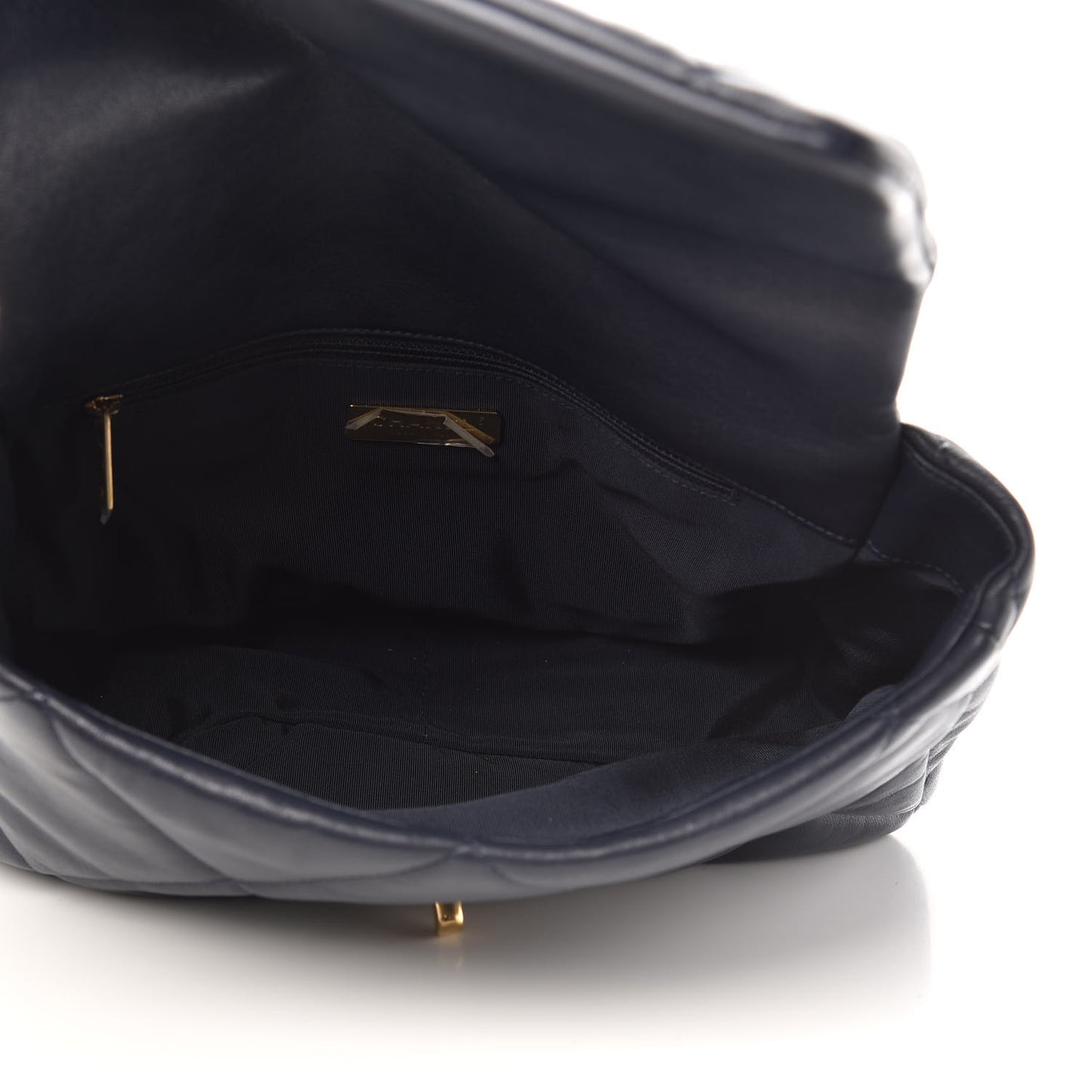 Lambskin Quilted Large Chanel 19 Flap Navy Blue