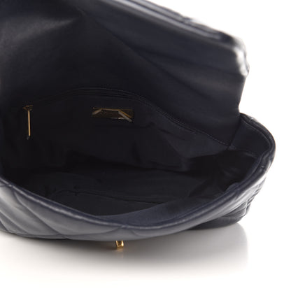 Chanel Lambskin Quilted Large Chanel 19 Flap Navy Blue 5 of 10