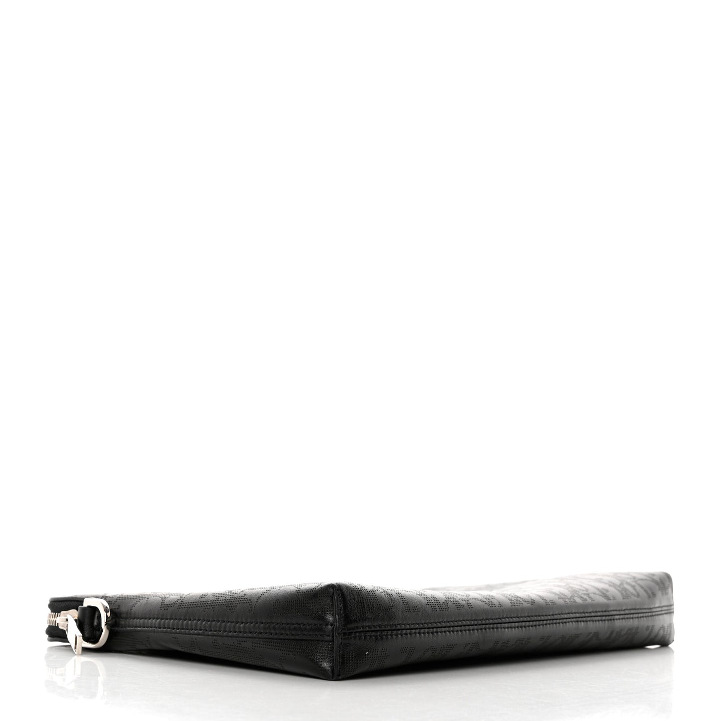 Calfskin Perforated Oblique Galaxy Pouch Black