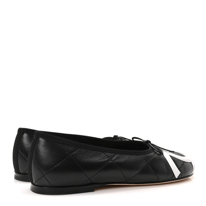Chanel Lambskin Quilted CC Cambon Ballet Flats 38.5 Black White 5 of 10