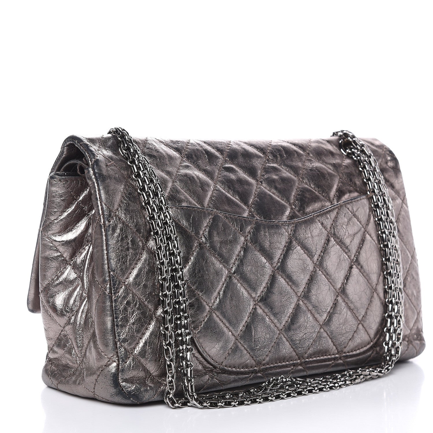 Chanel Metallic Aged Calfskin Quilted 2.55 Reissue 227 Flap Dark Silver 3 of 21