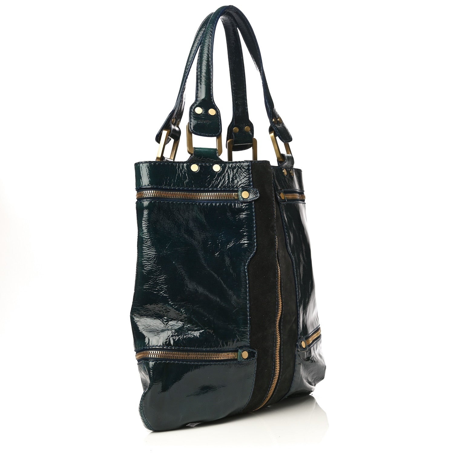 Jimmy Choo Patent Suede Mona Tote Green 2 of 23