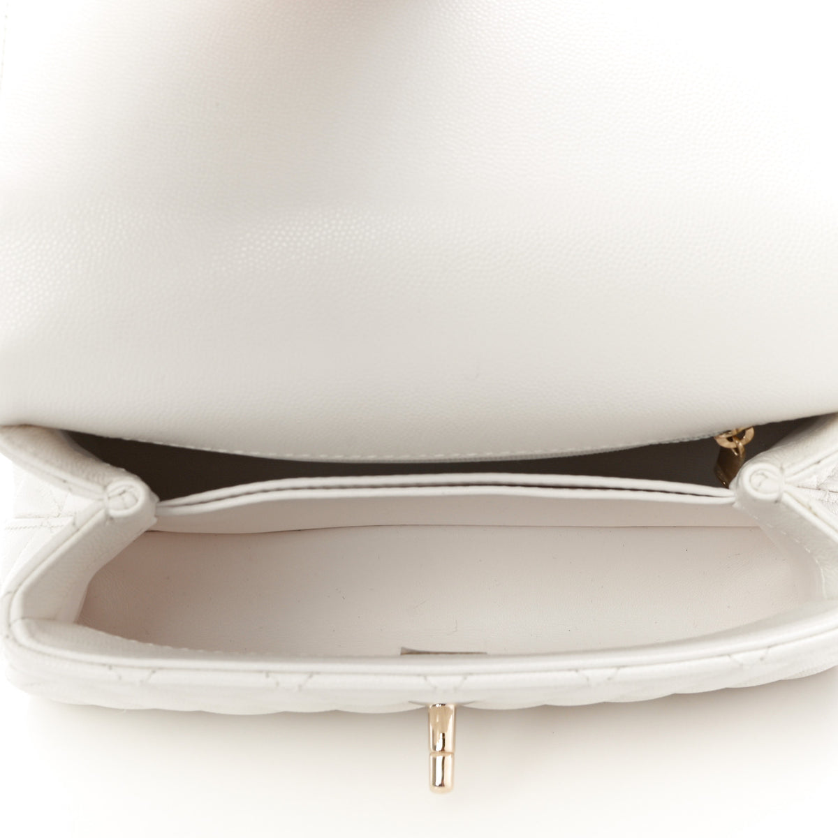 Caviar Quilted Mini Coco Handle Flap White
