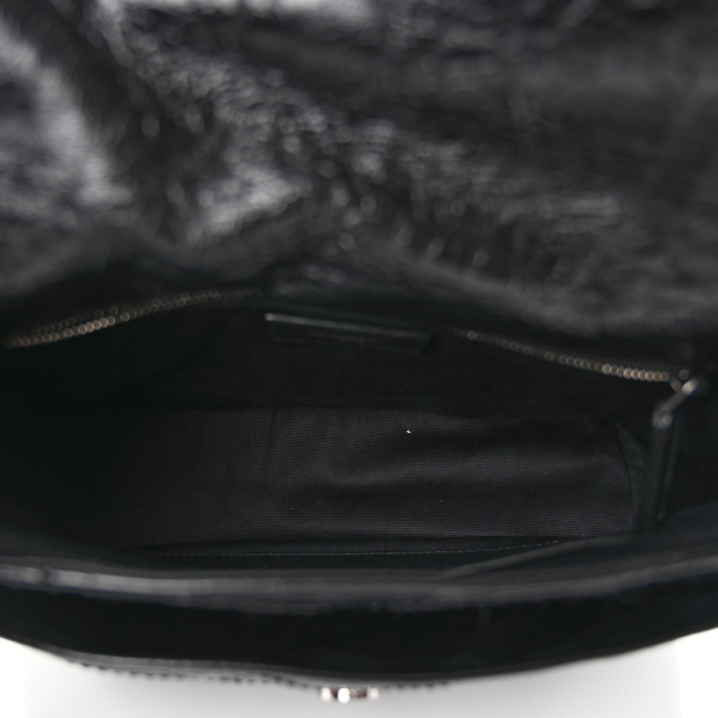 Crinkled Calfskin Matelasse Monogram Medium Niki Chain Satchel Black