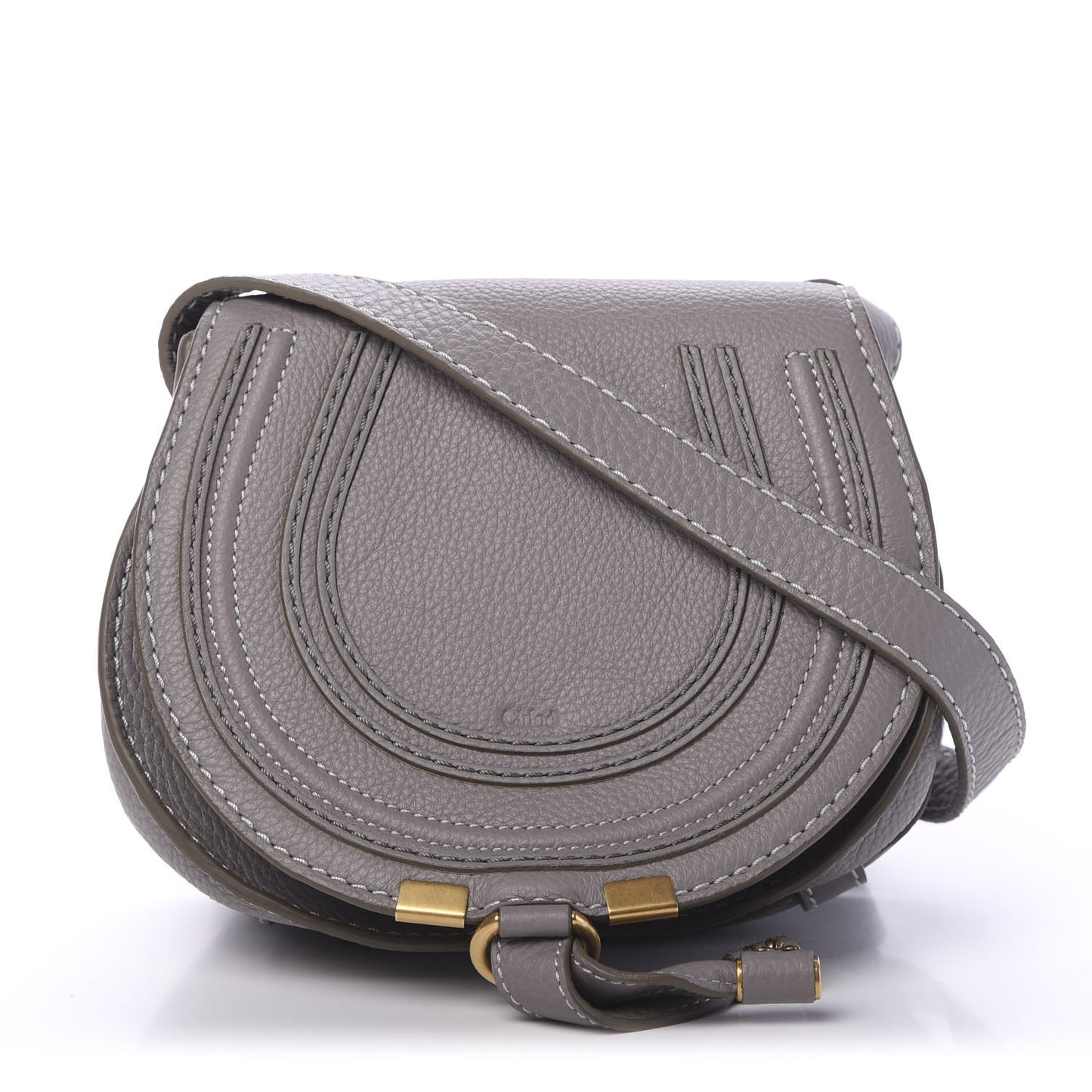 Calfskin Mini Marcie Round Crossbody Bag Cashmere Grey