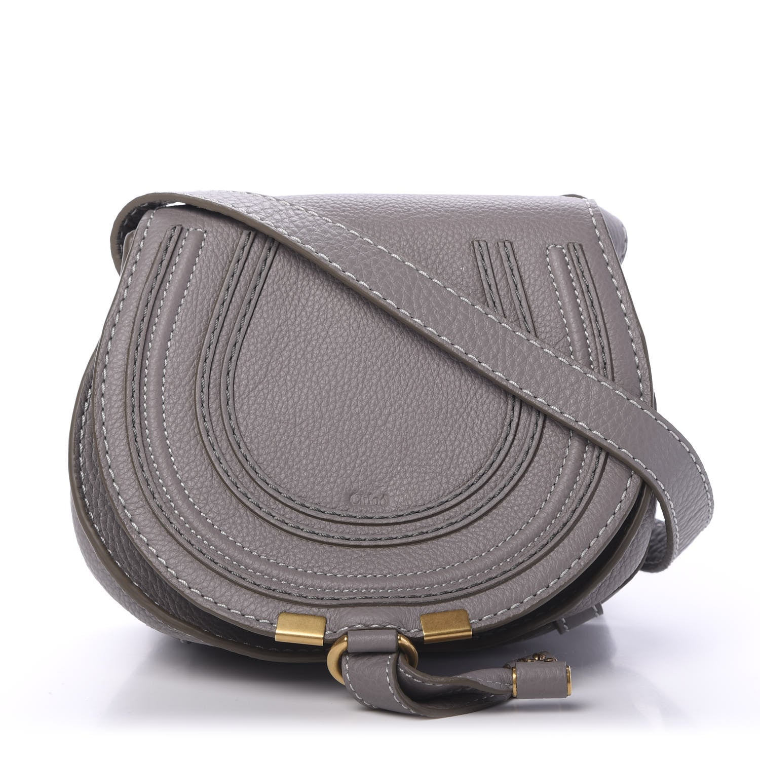 Chloe Calfskin Mini Marcie Round Crossbody Bag Cashmere Grey 1 of 10